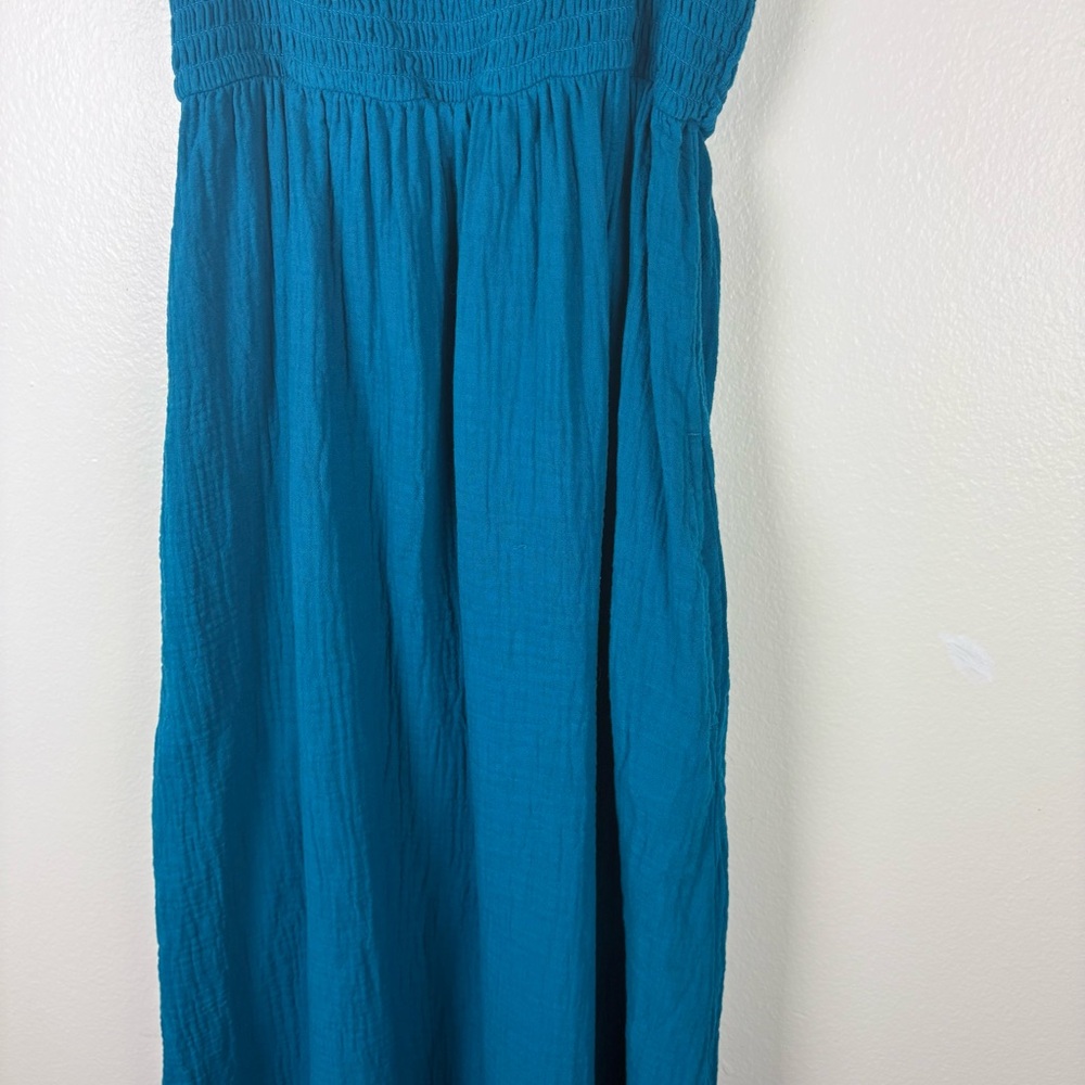 Soma Weekend Smocked Ruffle Strap Pintucked Midi Dress in Blue - Picture 3 of 15